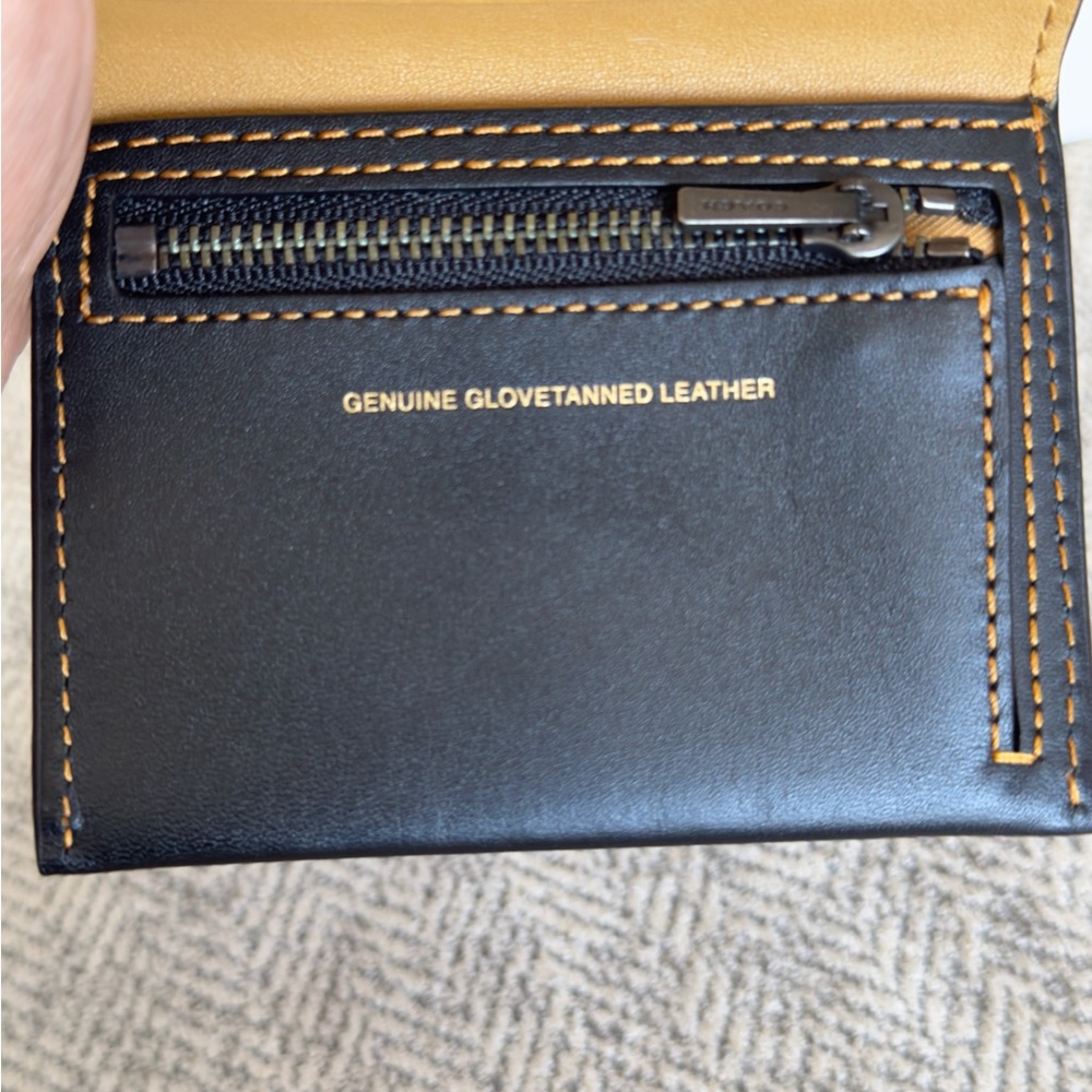 Coach Black Leather Wallet with Tan Stitching - Picture 3 of 7